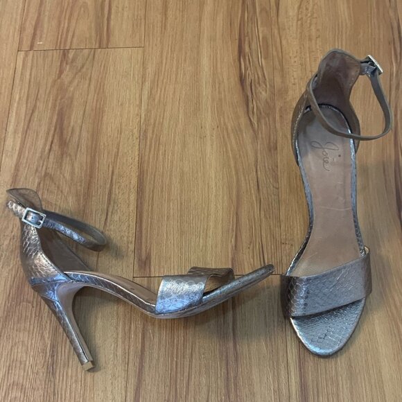 Joie Metallic Chrome Open Toe Heels Formal Shoes - Picture 2 of 8